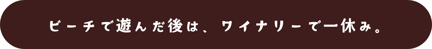 ビーチで遊んだ後は、ワイナリーで一休み